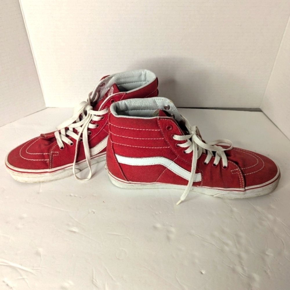 Vans Off The Wall Old Skool 721356 Red & White Hi Top Sneakers, Size 9Men's - Picture 5 of 12